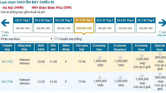 vé máy bay đi Điện Biên