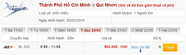 vé máy aby Jetstar đi Quy Nhơn